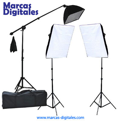 MDG 2400 Watt Softbox Continuous Lighting Kit with Boom Arm