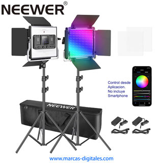 Neewer 480 RGB Color LED CRI 95 28W Set de 2 Paneles de Luces