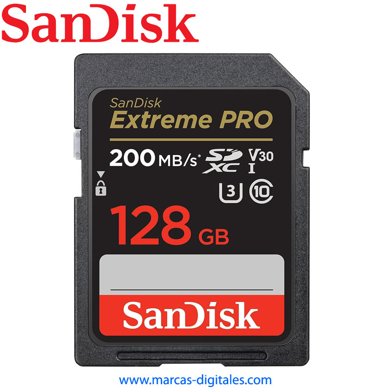 Secure Digital Sandisk Extreme Pro SDXC 128GB Clase 10 U3 V30