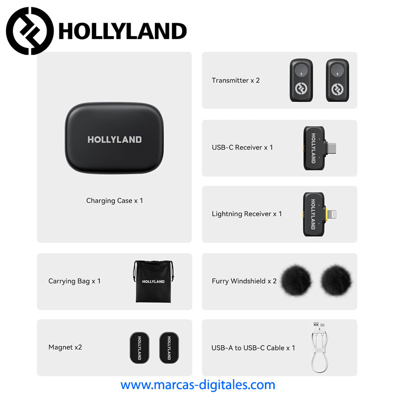 Hollyland Lark A1 Duo Combo Set de 2 Microfonos Inalambricos para Smartphones