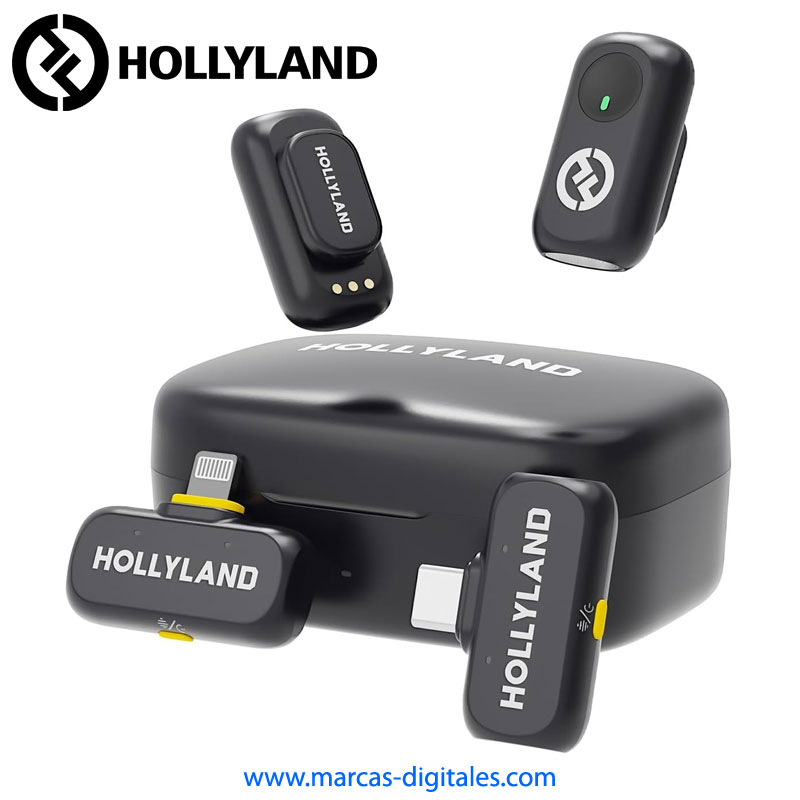 Hollyland Lark A1 Duo Combo Set de 2 Microfonos Inalambricos para Smartphones