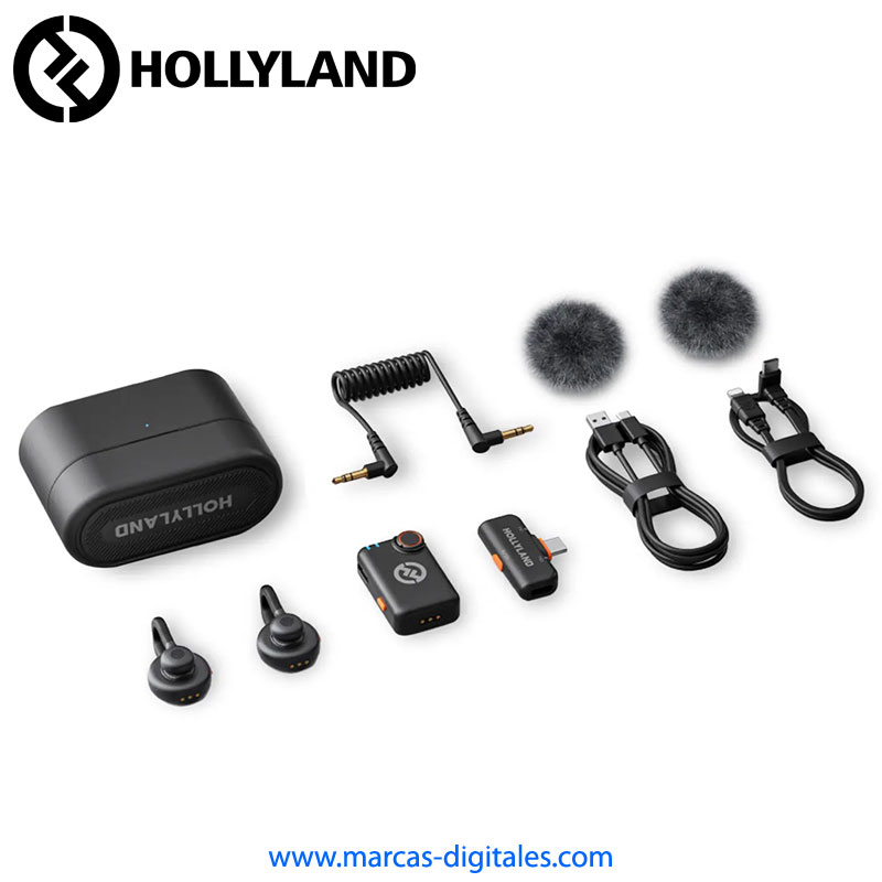 Hollyland Lark M2S Combo Set de 2 Microfonos Inalambricos para Smartphone y Camara