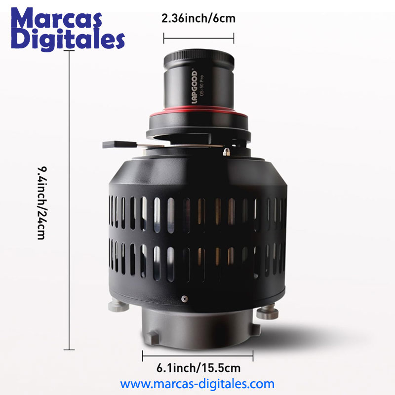 MDG Proyector Snoot Conico Optico con 24 Gobos 5 Colores y Lente 50mm Montura Bowens