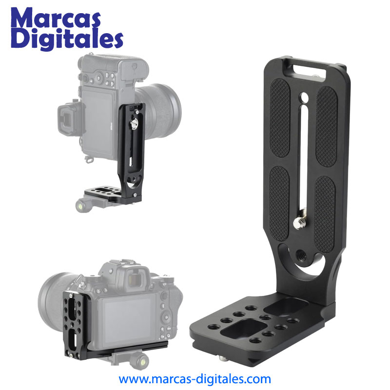 MDG Soporte Adaptador Tipo L Posicion Vertical para Tripodes y Estabilizadores Gimbal