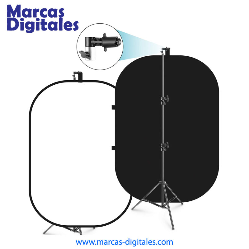 Neewer Set de Fondo Plegable de 5x7 Pies Color Blanco y Negro con Pedestal