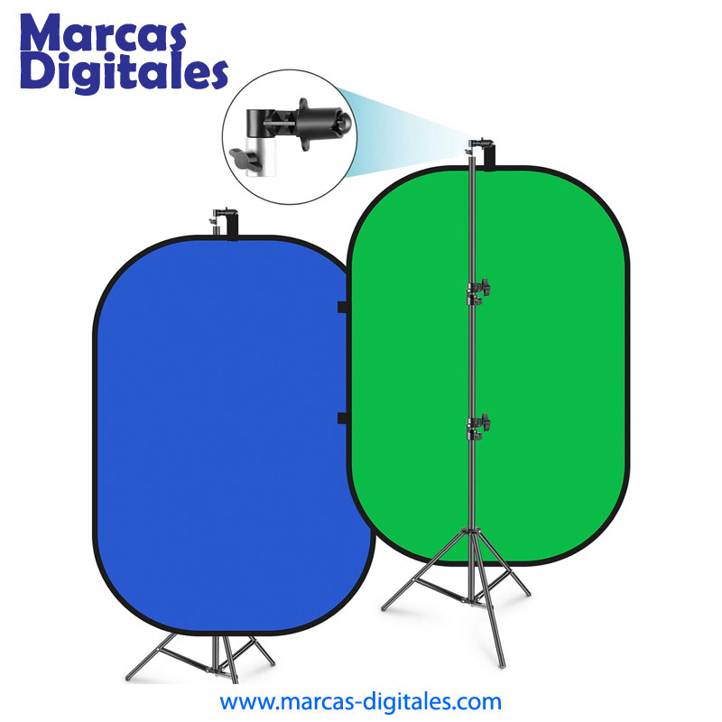 Neewer Set de Fondo Plegable de 5x7 Pies Color Verde y Azul con Pedestal