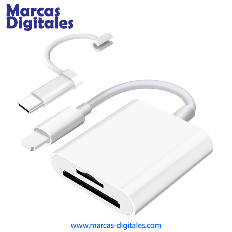 MDG Lector de Memoria SD y MicroSD de Conexion Apple Lightning y USB-C
