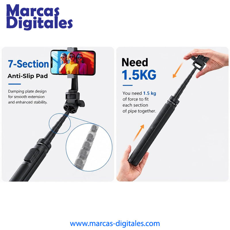 MDG M080 Selfie Stick Tripode de 70 Pulgadas para Smartphones y Camaras