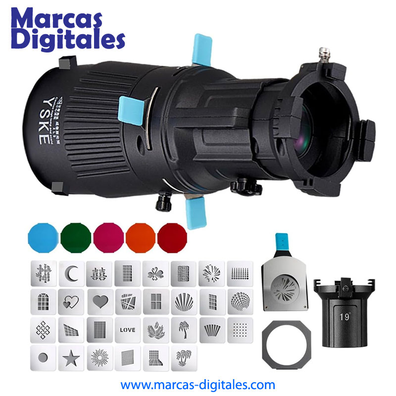 MDG Proyector Snoot Optico con 35 Gobos y 5 Colores para Luz Continua Led con Montura Bowens