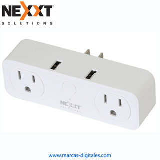 Nexxt Tomacorriente WiFi Inteligente de 2 Tomas y 2 USB