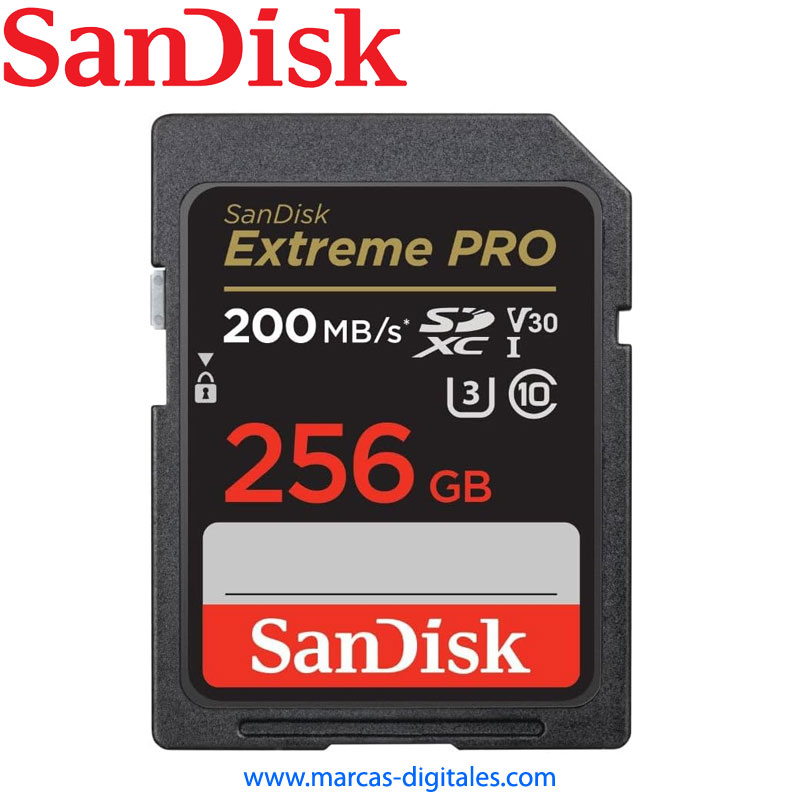 Secure Digital Sandisk Extreme Pro SDXC 256GB Clase 10 U3 V30