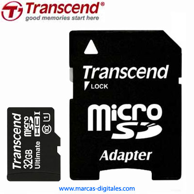 Transcend Premium MicroSD 32GB 45MB/s Clase 10 con Adaptador SD